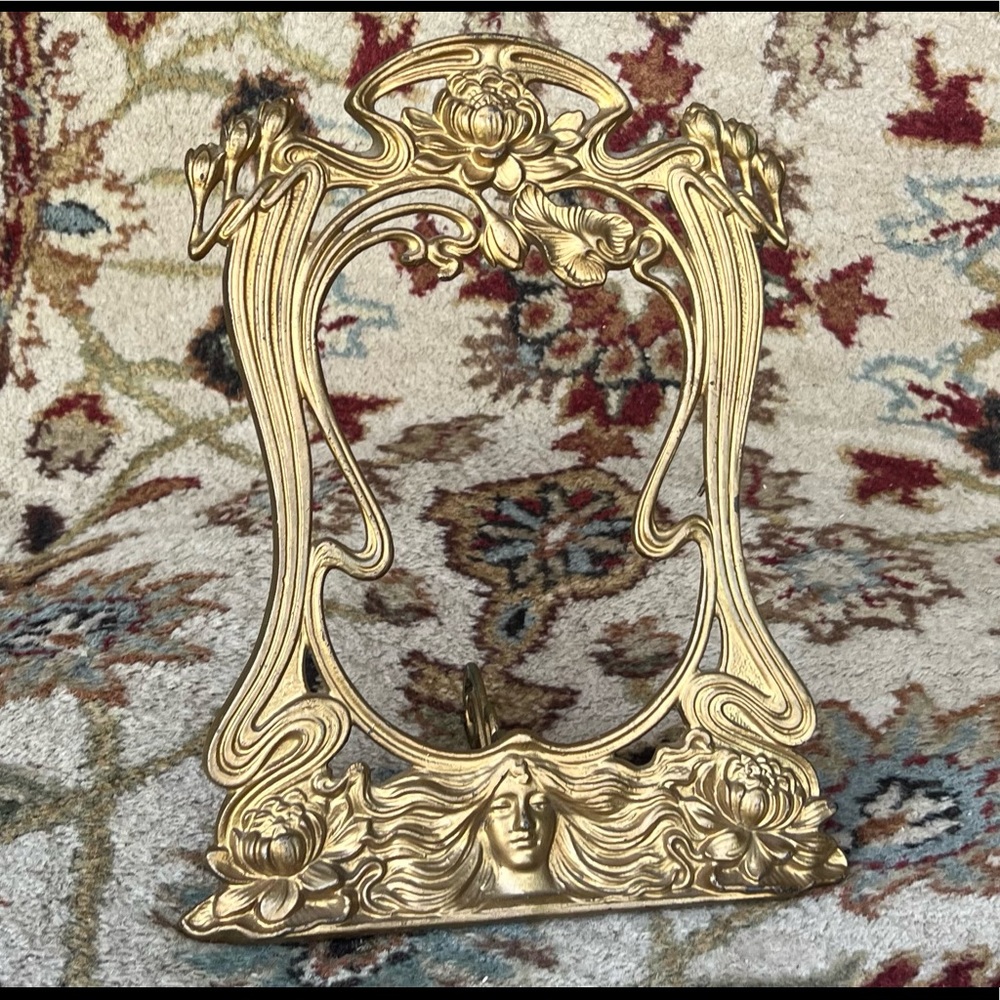 Antique Art Nouveau Cast Iron Picture Frame 1890s